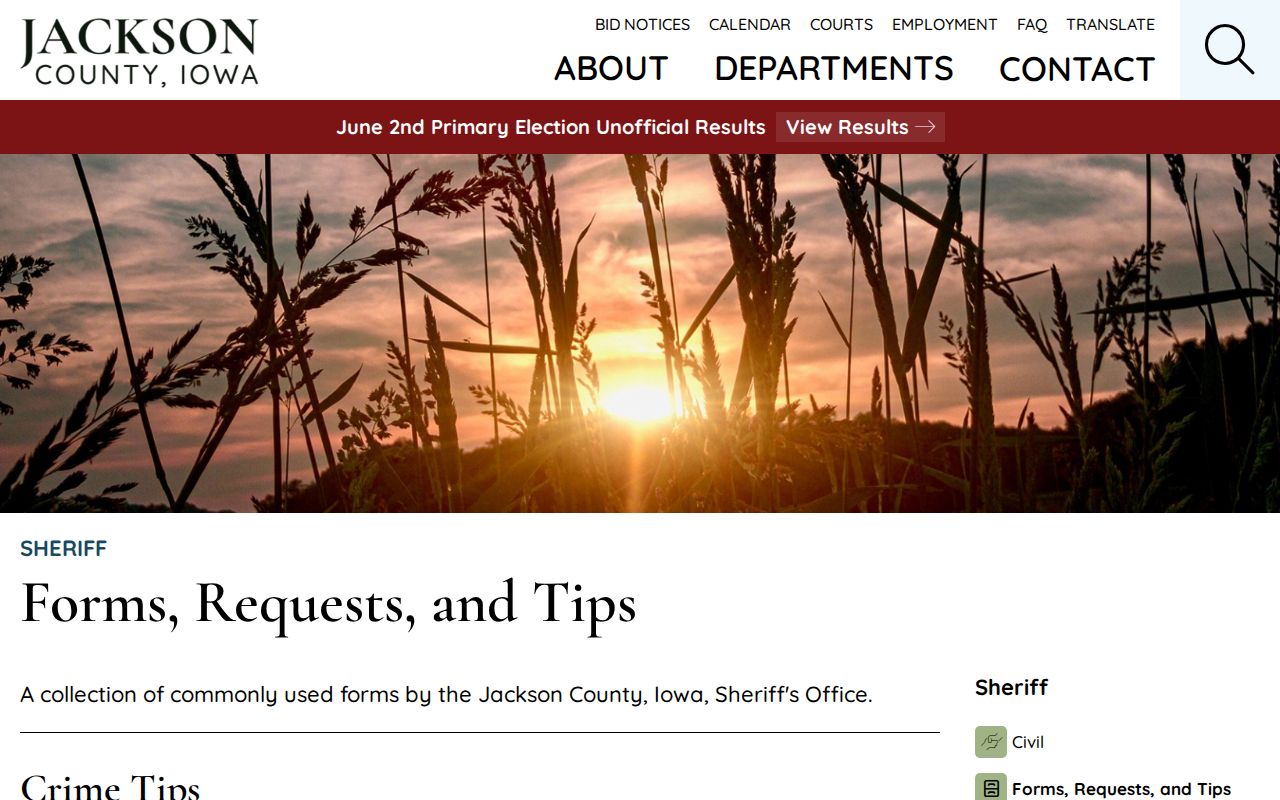 Jackson County arrest lookup forms and requests