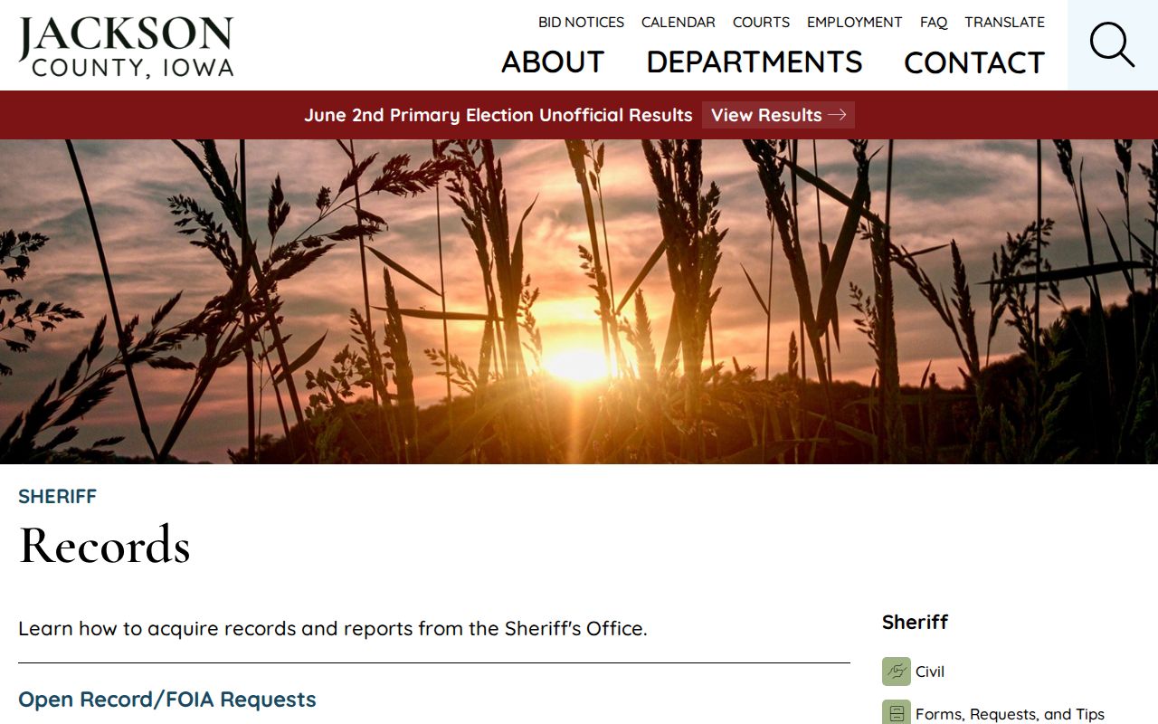 Jackson County arrest records request information