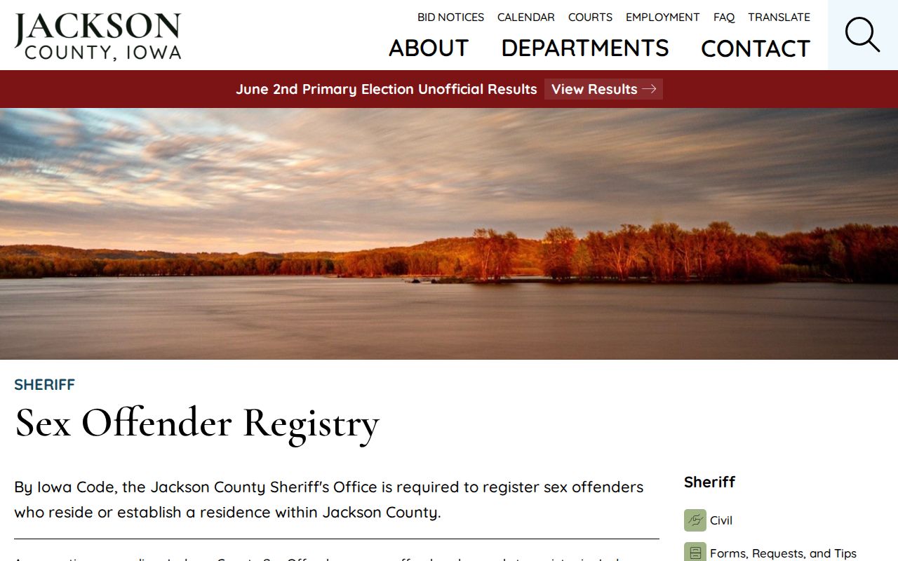 Jackson County sex offender registry Sheriff information