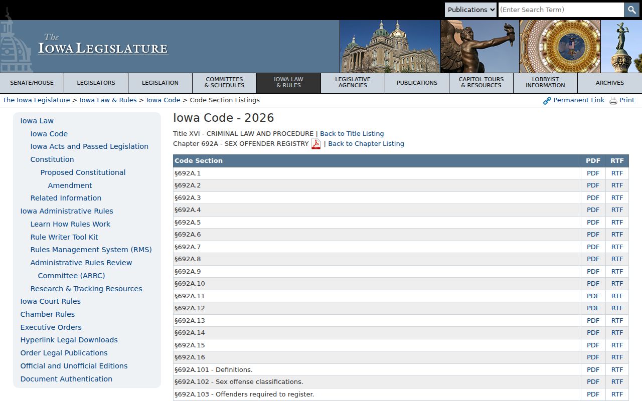 Jackson County sex offender registry law in Iowa Code chapter 692A