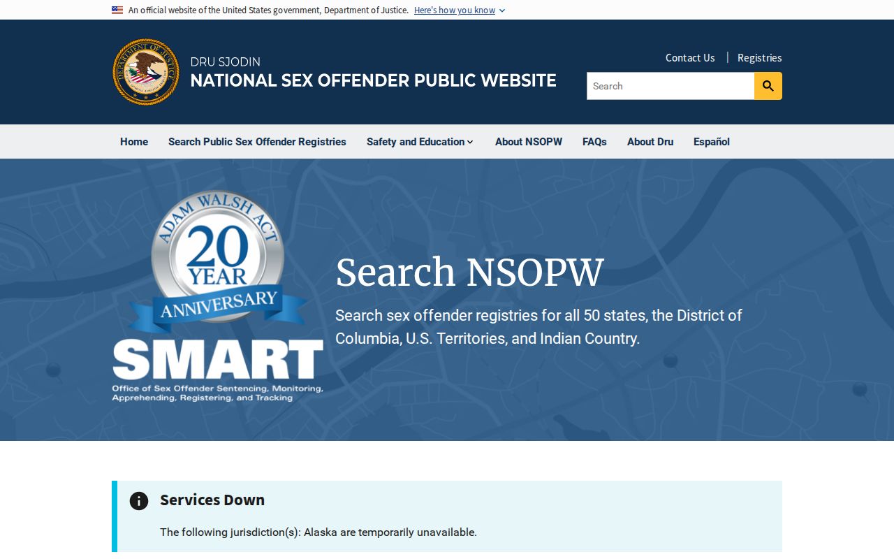Jackson County sex offender search using the national NSOPW portal