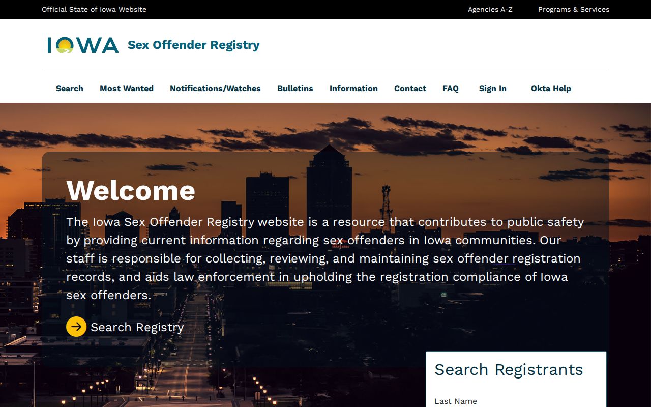 Jackson County sex offender search in the Iowa registry