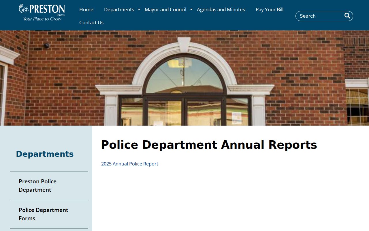 Official Preston Police annual-report archive webpage