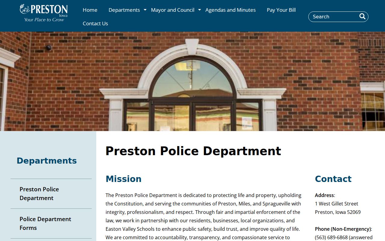 Official Preston Police Department webpage